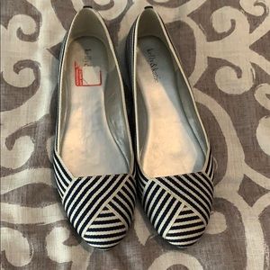 Kelly & Katie Navy and White Striped Flats Size 11